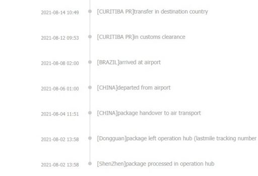 アリエクスプレスでのお風呂の配送記録